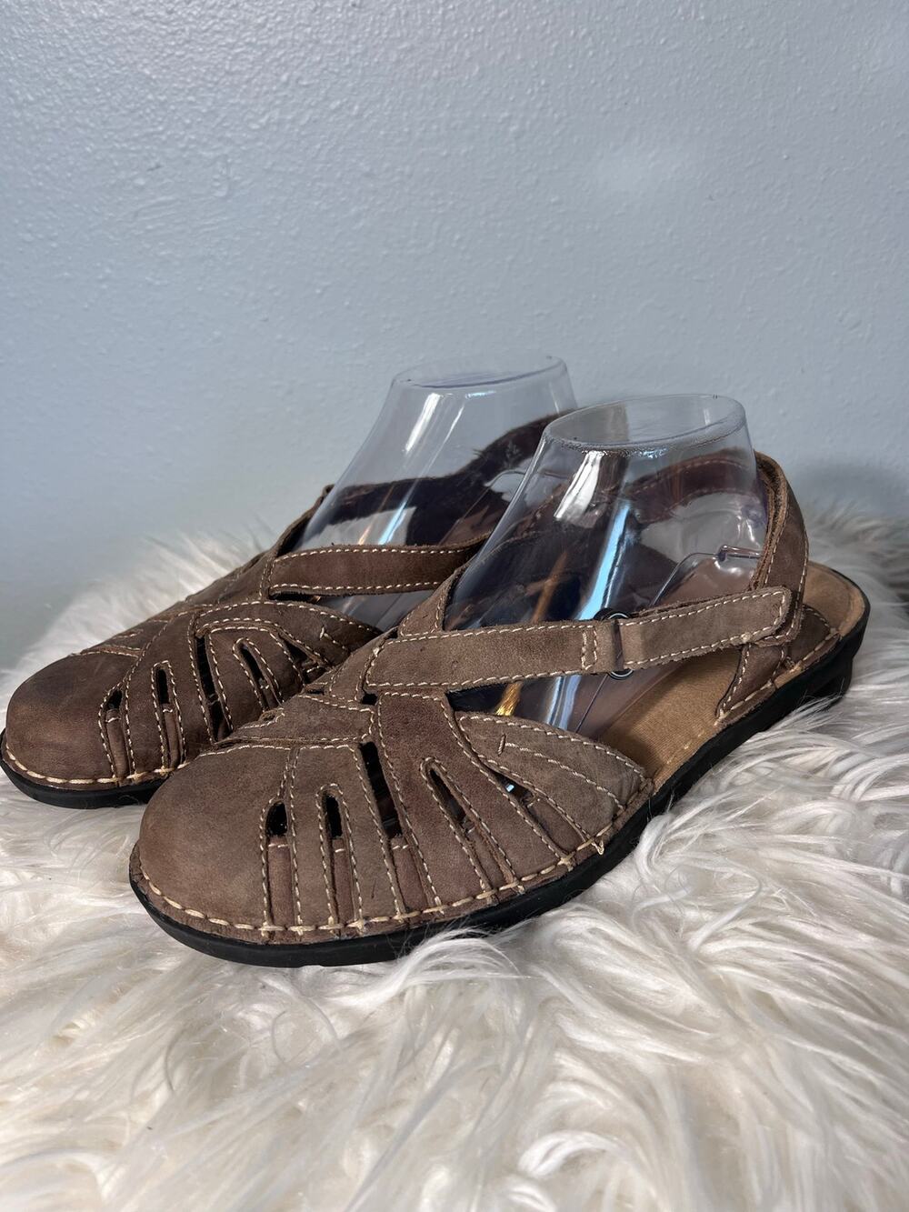 Clarks Bendables Womens Sz 9 Wide Nikki Rotary Leather Fisherman Sandal 60361
